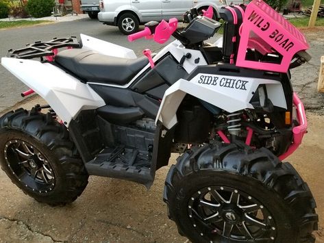 My scrambler 850 “SideChick” #polaris #girlswhoride #scrambler850 #quadlife #offroad #quadgirls #girlsandquads #offroadgirls 4 Wheeler Aesthetic, Pink 4 Wheeler, Pink Four Wheeler, Mudding Four Wheelers Aesthetic, Purple Four Wheeler, Custom Atv 4 Wheelers, Pink 4 Wheeler Atv, Atv Four Wheelers, Four Wheeler