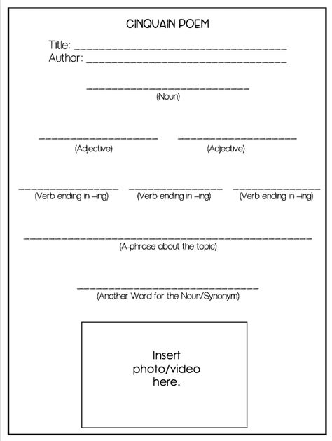 Cinquain Poems Examples, Cinquain Poetry, Primary Writing Paper, Cinquain Poems, Bio Poems, Poetry Templates, Poem Template, Primary Writing, Poetry For Kids