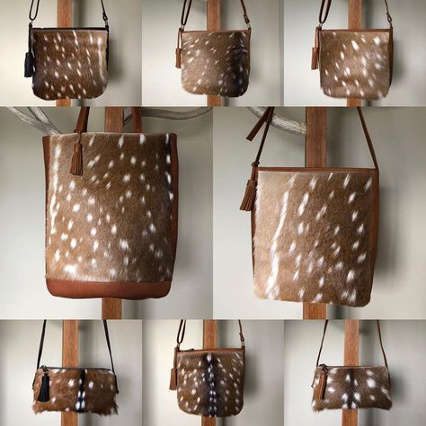 All new premium Axis deer hide on sale now!  These are ultra-premium tanned Axis hides that are exquisitely soft - featured in all new… Axis Purse, Axis Deer Hide, Axis Deer, Deer Hide, Deer Decor, Upholstery Diy, Shoulder Purse, Taxidermy, Deer