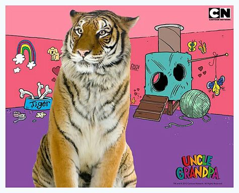 Uncle Grandpa!!. Giant Realistic Flying Tiger, Uncle Grandpa Cartoon, Grandpa Cartoon, Grandpa Aesthetic, Cn Cartoon Network, Uncle Grandpa, Flying Tiger, Love Machine, Couple Wallpaper