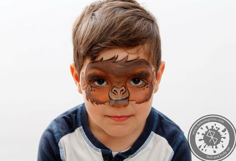 Monkey face painting design Cute Monkey Face Paint, Monkey Face Paint, Monkey Makeup, Boys Face Painting, Animal Face Paint, Face Painting Animals, Ideas Halloween Decoration, Face Painting For Boys, Face Painting Easy