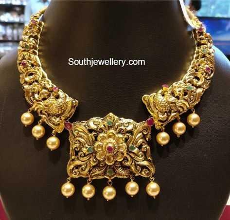 Nakshi Necklace, Gold Jewellery India, 22 Carat Gold Jewellery, Necklace Photo, Gold Temple Jewellery, Peacock Necklace, Antique Gold Jewelry Indian, Diamond Wedding Jewelry, Jewellery Bridal