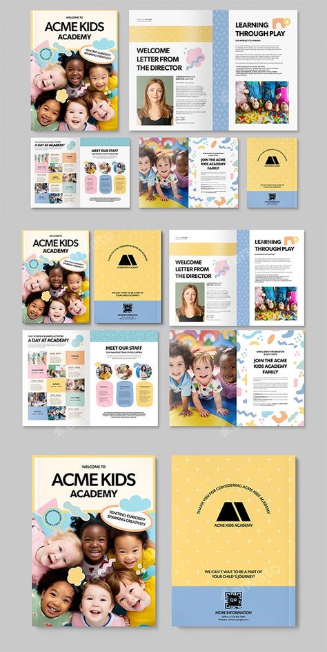 Kindergarten Brochure Template, Print Templates | GraphicRiver Kindergarten Brochure, Preschool Brochure, Welcome Letters, Learning Through Play, Educational Materials, Print Templates, Brochure Template, Kids Learning, Kindergarten