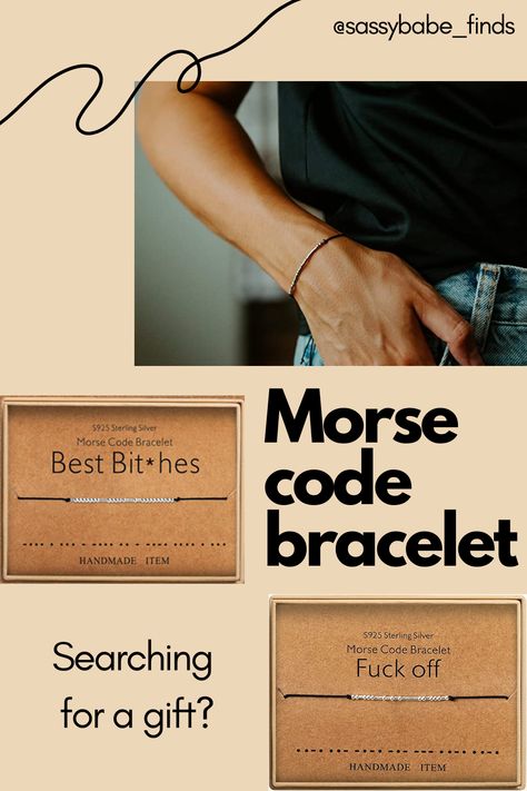 Morse code is composed of dots and dashes which represent different letters or numbers. The international morse code encodes the 26 English letters A through Z. Morse code is a good idea to send hidden messages to him or her. International Morse Code, Gifts Bracelets, Morse Code Bracelets, Inspirational Gifts For Women, Code Bracelets, Hidden Messages, Morse Code Bracelet, English Letters, Pinky Promise