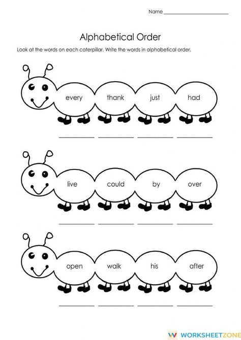 Alphabetical Order Worksheet Alphabetical Order Activities, Alphabetical Order Worksheets, Homophones Worksheets, Third Grade Sight Words, Abc Order Worksheet, Third Grade Worksheets, First Grade Words, Words Worksheet, Language Arts Worksheets