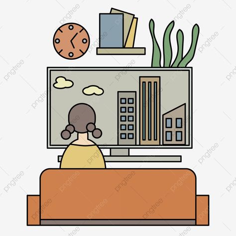 Tv Drawing Easy, Rat Painted, Watching Tv Drawing, Girl Watching Tv, Alarm Clock Png, Man Watching Tv, Tv Png, Flip Books Art, Clock Png