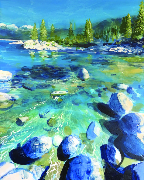 Lake Tahoe Painting, Lake Scene Painting, Tahoe Painting, Tahoe Tattoo, Washington Lakes, Card Painting, Tahoe California, Lake Tahoe California, Lake Painting