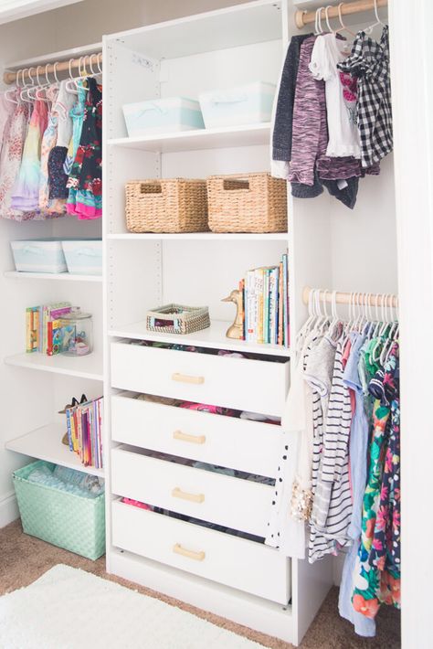 Kids Closet Makeover, Ikea Closet System, Ikea Closet Organizer, Closet Ikea, Ikea Desk Hack, Ikea Closet, Closet Hacks, Kids Closet, Closet Renovation