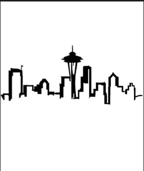 Seattle Skyline Outline, Seattle Skyline Silhouette, Outline Stickers, Skyline Tattoo, Seattle Tattoo, Seattle City, Skyline Silhouette, Mt Rainier, Cricut Projects Vinyl