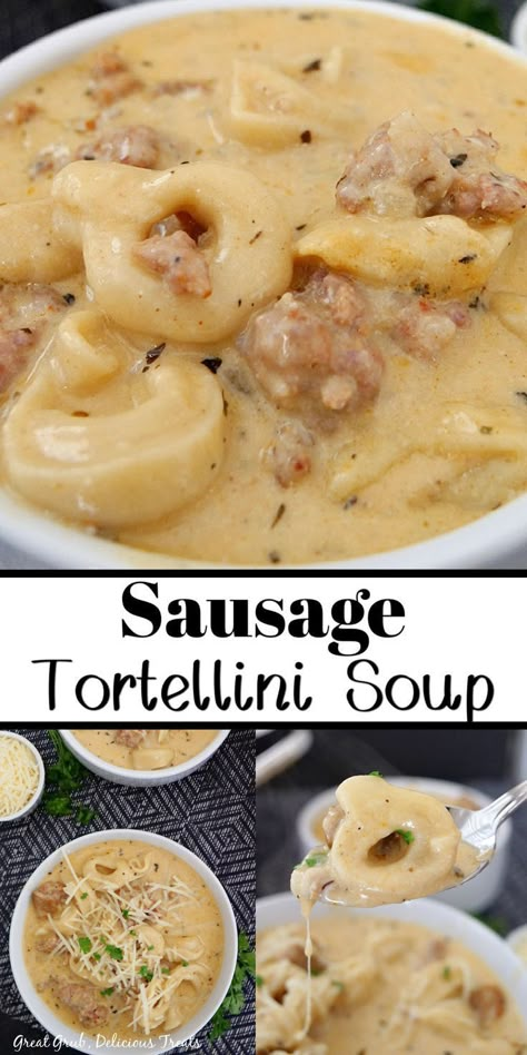 Sausage Tortellini Soup ​is a delicious and flavorful soup recipe that is sure to become a family favorite. #tortellinisoup #easysoup Cheese Tortellini Soup, Sausage Tortellini Soup, Hearty Vegetable Soup, Sausage Tortellini, Soup With Ground Beef, Tortellini Recipes, Homemade Soup Recipe, Ham And Bean Soup, Hot Italian Sausage