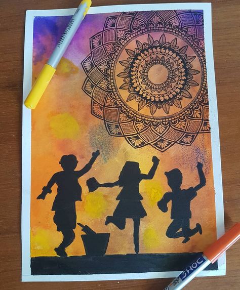 Holi Mandala Art, Holi Mandala, Holi Painting, Holi Drawing, Valentines Illustration, Butterfly Art Painting, Boho Art Drawings, Color Drawing Art, Paper Quilling Patterns