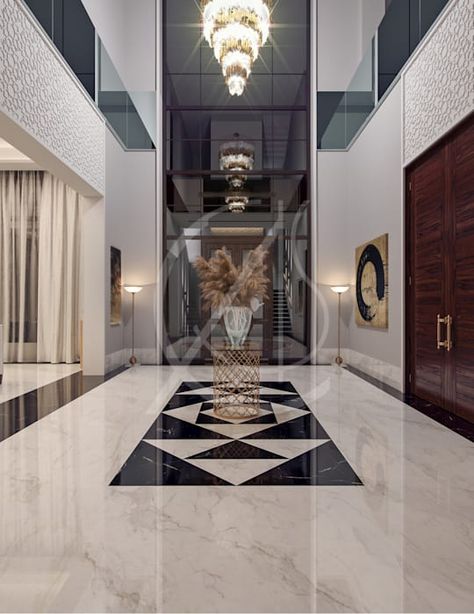 House Entrance Lobby, Marble Interior Design, Arabic Interior, Arabic Interior Design, Modern Lobby, Marble Interior, Urban Design Concept, Modern Villa Design, Family Villa