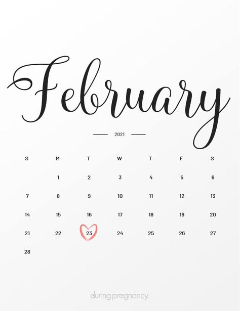 Due Date: February 23, 2021 | During Pregnancy February 13 Birthday, February 13 Quotes, One Month To Go Wedding Countdown Quotes, February Wallpaper, Watercolor Calendar, February Calendar, Free Calendar Template, Baby Due Date, Birthing Classes