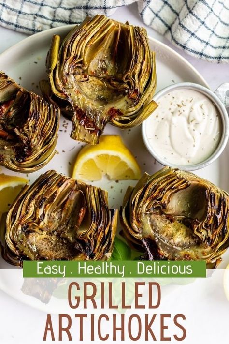 Grilled Artichoke Salad, Artichoke Recipes Grilled, Grilled Artichoke Recipes, Healthy Food Recipe, How To Cook Artichoke, Grilled Artichoke, Baked Food, Artichoke Recipes, Fit Food