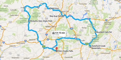 Here’s a great road trip to take in Eastern Pennsylvania that will showcase some of the most beautiful waterfalls our state has to offer. The loop will take about 6 hours to drive, though if you have less time to spare, you can always cut a few points out of the route. Our itinerary begins at Glen Onoko Falls and travels in a loop northwest to Ricketts Glen Pennsylvania Waterfalls, Bushkill Falls, Pennsylvania Travel, Scenic Roads, Motorcycle Travel, Road Trippin, On The Road Again, Jump In, Beautiful Waterfalls