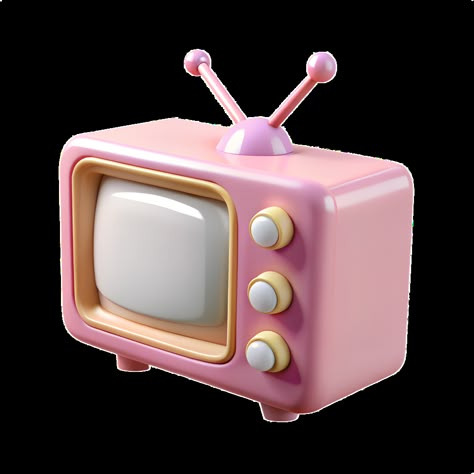 Pink retro tv 3d illustration isolated on the transparent background Retro Tv Png, Graphic Design Posters Pink, Pink Illustration Aesthetic, Tv Clipart, 3d Practice, Aesthetics Pink, Cartoon Story, Blender Ideas, 3d Tv