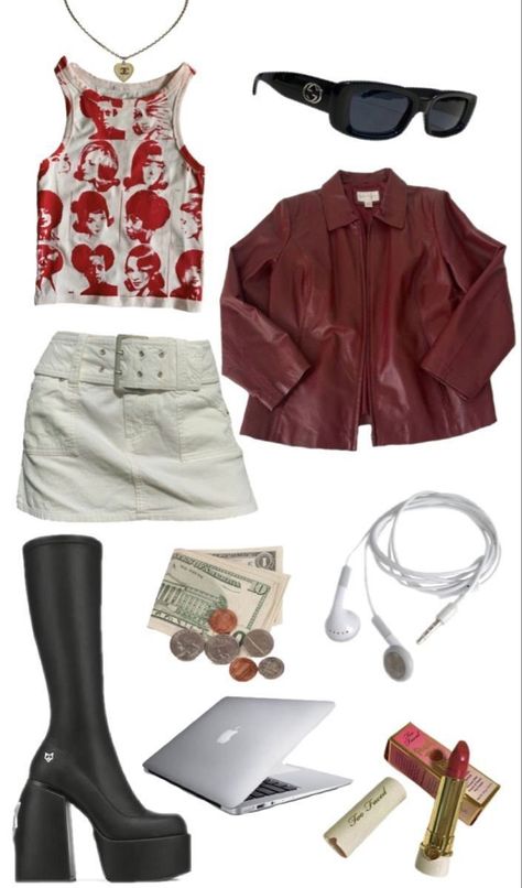 Polyvore Outfits Grunge, Nostalgia Outfits, Mini White Skirt, Girl Boss Outfit, Skirt Grunge, Outfits Skirt, Boss Outfit, Boss Girl, High Leather Boots