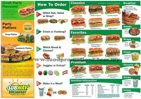 Subway Recipes, Subway Breakfast, Subway Menu, Subway Sandwiches, Vocational Activities, Cameron Highland, Subway Sandwich, Augmentative Communication, Burger Menu