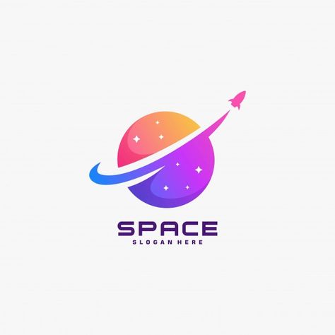 Logo illustration rocket ship space gala... | Premium Vector #Freepik #vector #logo #template #space #galaxy Galaxy Gradient, Logo Design Samples, Rockets Logo, Planet Logo, Space Logo, Rocket Design, Maps For Kids, 광고 디자인, Photo Logo Design