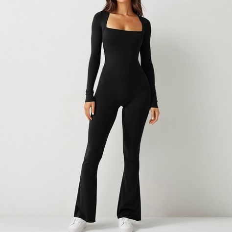 195. Lystaii Yoga Jumpsuits For Women Long Sleeve Wide Leg Casual Sport Jumpsuits Black Long Sleeve Jumpsuit, Sport Jumpsuit, Utility Romper, Yoga Jumpsuit, Silk Romper, Belted Romper, Bodycon Jumpsuit, Nike Tennis Dress, Casual Sport