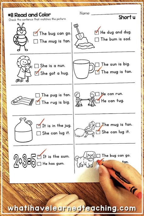 Do you need new phonics activities?  These Short U Phonics Worksheets give students practice reading and writing short u CVC words by word family.  In this teaching resource, there are 18 different phonics worksheet templates with multiple pages for each template to accommodate all of the short u CVC words taught in kindergarten and first grade.  This is a great no-prep printable for kindergarten word work centers. #kindergartenworksheets #shortuworksheets #phonicsworksheets #phonicsprintables U Phonics, 1st Grade Reading Worksheets, Phonics Ideas, Word Work Kindergarten, Phonics Printables, Phonics Worksheets Free, Cvc Worksheets, Teaching Printables, Grammar For Kids