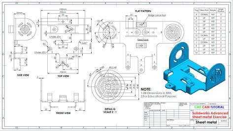 SolidWorks Sheet metal Exercise 129-Sketched Bend, Jog, Forming tool and Vent Solidworks Sheet Metal Drawings, Solidworks Exercises, Sheet Metal Drawing, Isometric Drawing Exercises, Autocad Isometric Drawing, Sheet Metal Design, Metal Sheet Design, Solidworks Tutorial, Metal Drawing