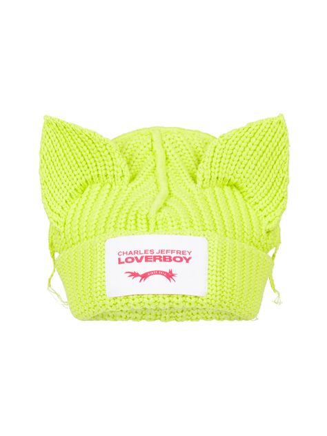 CHUNKY EARS BEANIE Loverboy Hat, Charles Jeffrey Loverboy, Charles Jeffrey, Beanie Outfit, Green Accessories, Woodland Creatures, Shades Of Green, Jewelry Accessories, Neon