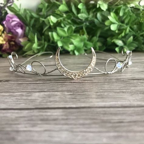 Moon Tiara, Wedding Circlet, Moon Crown, Princess Wands, Elf Ear Cuff, Fairy Ears, Elven Jewelry, Fairy Accessories, Halloween Moon