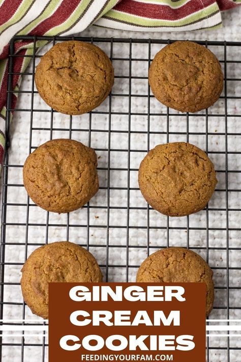 Ginger Cream Cookies are melt in your mouth delicious gingerbread cookies!! Top with or without frosting!! #cookies #gingerbread #gingerbreadcookies Ginger Cream Cookies, Chocolate Chip Cookie Bars, Ginger Cookies, Cookie Calories, Just Bake, Delicious Cookie Recipes, Xmas Cookies, Cut Out Cookies, Cookies And Cream