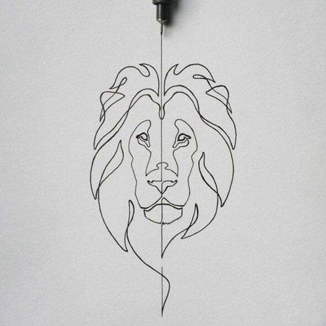 Continuous Line Tattoo, Small Lion Tattoo, One Line Tattoo, Single Line Drawing, Line Art Tattoos, Best Friend Tattoos, Lion Art, Lion Tattoo, Simplistic Tattoos