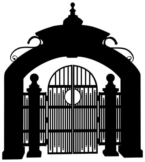 Gate Silhouette, Free Clipart Images, Silhouette Clip Art, Svg Free, Free Svg, Public Domain, Cemetery, Cover Art, Art Images