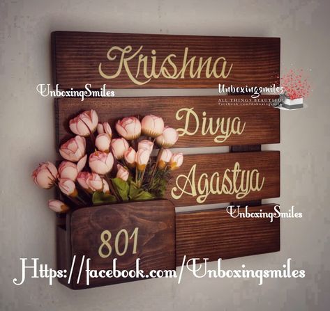 https://www.facebook.com/Unboxingsmiles/   Beautify the entrance of your home with this UNIQUE, CLASSY and a BEAUTIFUL Nameplate.  There's no place like home and what better way to welcome friends and family than with this beautiful Nameplate personalized with your names. #UnboxingSmiles, #nameplate,  #namesign,  #doorsign,  #handmade,  #homedecor,  #wooden, #wood, #interior #ghar ,#Housewarming Wooden Name Plates, Door Name Plates, Trendy Door, Name Plates For Home, Name Plate Design, Family Wood Signs, Name Plates, Diy Wood Signs, Home Entrance Decor