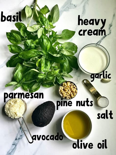 Recipe Using Heavy Cream, Creamy Pesto Sauce Recipe, Creamy Pesto Pasta Recipe, Pine Nuts Pasta, Best Sauce Recipe, Pesto Sauce Recipe, Pine Nut Recipes, Creamy Pesto Pasta, Creamy Pesto Sauce