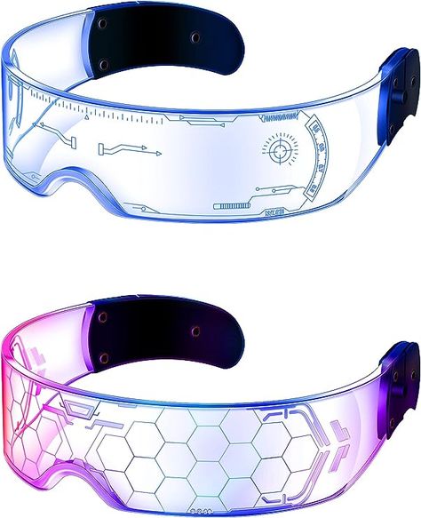 Cyberpunk Led Glasses, Led Visor Glasses, Rave Halloween Costumes, Light Up Glasses, Futuristic Glasses, Visor Glasses, Led Glasses, Led Hat, Styled Desktop