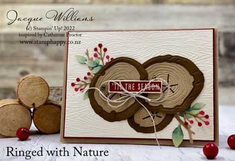 Nature Christmas Cards, Ringed With Nature, Traditional Christmas Cards, Craft Board, Nature Card, Happy Cards, Stampin Up Christmas Cards, Tree Rings, Christmas Card Crafts