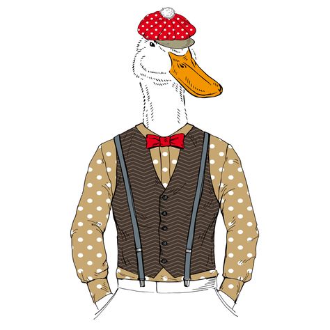 Retro Animals, Sublimation Art, Duck Illustration, Tee Shirt Designs, Drawing Clothes, Pattern Illustration, Wearing Clothes, Men's Collection, Cartoon Animals