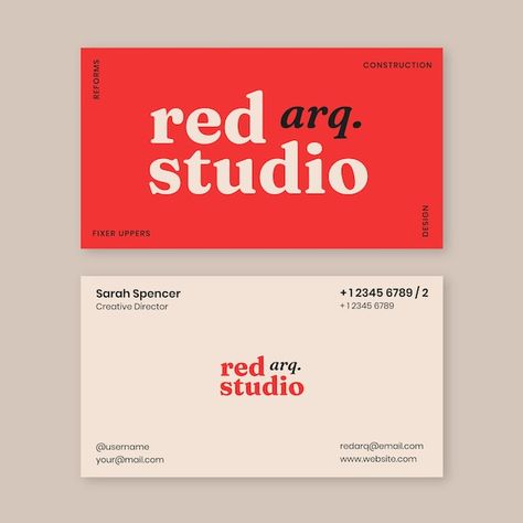 Free vector hand drawn red business card... | Free Vector #Freepik #freevector Fixer Upper Designs, Business Card Red, Templates Free Download, Vector Hand, Business Card Template, Keynote Template, Vector Photo, Creative Director, Business Marketing