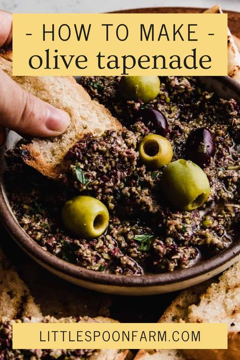 German Main Dishes, Green Olive Tapenade, Olive Tapenade Recipe, Italian Main Dishes, Tapenade Recipe, Easy Dip, Olive Tapenade, Italian Appetizers, Quick Appetizers