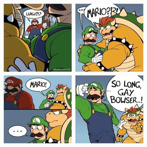 Browser X Luigi, Luigi X Bowser, Stardew Valley Farm Ideas, Bowser X Luigi, Stardew Valley Farm, Mario Day, Mario Comics, Mario Funny, Mario Memes