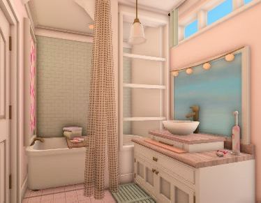 Bloxburg House Ideas Interior Bathroom, Pink Bathroom Bloxburg, Coastal Teen Bathroom Bloxburg, Preppy Bloxburg Bathroom, Coquette Bathroom Bloxburg, Club Roblox Bathroom Ideas, Small Bloxburg Bathroom, Bloxburg Bathroom Ideas 3×2, Cute Bloxburg Bathrooms