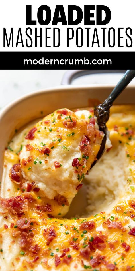 Mashed Potatoes Loaded, Potatoes Loaded, Bacon Mashed Potatoes, Baked Mashed Potatoes, Loaded Mashed Potatoes, Best Mashed Potatoes, Cheesy Mashed Potatoes, Potato Recipes Side Dishes, Mashed Potato Recipes