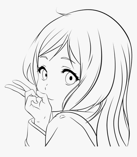 Girl Eyes Drawing, Girl Outlines, Anime Drawing Sketches, Anime Lineart, Best Anime Drawings, Anime Drawing Books, Anime Drawing, Outline Drawings, Cute Anime