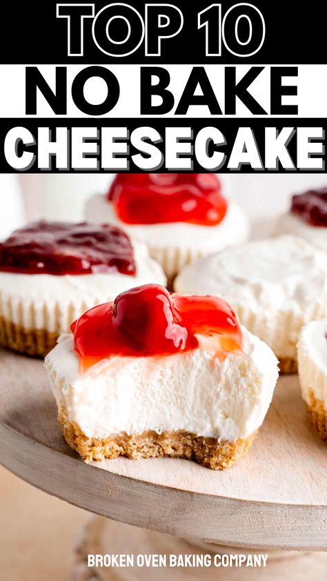 Looking for a great no bake cheesecake recipe? Ten of the best no bake cheesecake recipes; mini no bake cheesecakes, cookie crusted no bake cheesecakes, pumpkin cheesecakes, chocolate cherry cheesecake and more! For the best variety in no bake cheesecakes be sure to see this! No Bake Cheesecake Without Cool Whip, No Bake Cheesecake Recipes Easy Simple, No Bake Sour Cream Cheesecake, Uncooked Cheesecake Recipes, The Best No Bake Cheesecake, No Bake Cheesecake Recipes 4 Ingredients, Homemade Cheesecake No Bake, No Egg Cheesecake, Easy No Bake Cheesecake 4 Ingredients