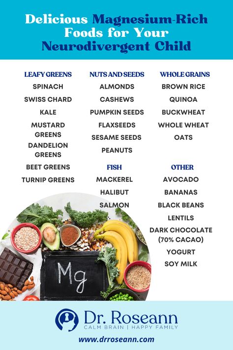 Boost your child’s brain health naturally with these delicious magnesium rich foods! Perfect for neurodivergent kids who need extra support with emotional regulation, focus, and calming the nervous system. This parenting guide offers simple, effective ways to incorporate these foods into your child's diet. Save this pin and discover more natural solutions by reading the full blog at www.drroseann.com today. Audhd Things, Brain Food For Kids, Quinoa Kale, Magnesium Rich Foods, Film Tips, Protein Food, Turnip Greens, Beet Greens, Toddler Food