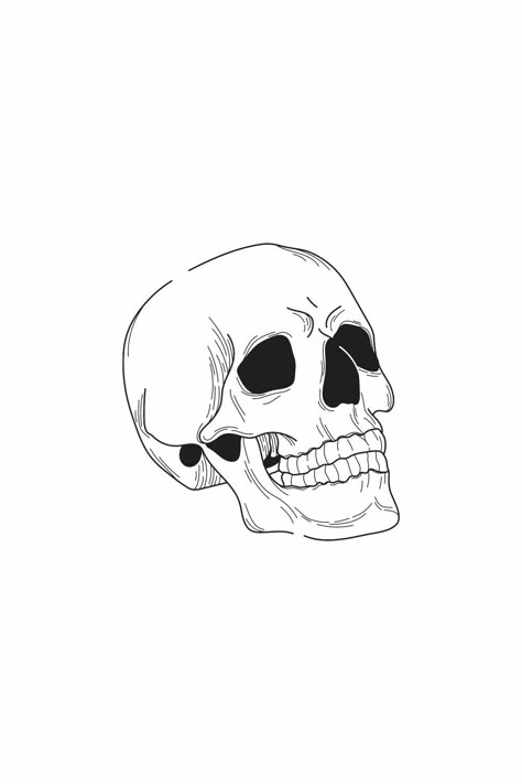 Gothic Skull Tattoo, Simple Skull Tattoo, Skull Line Drawing, Skull Drawing Simple, Skull Tattoo Stencil, Simple Skull Drawing, Skull Drawing Tattoo, Skull Outline, Gothic Stickers