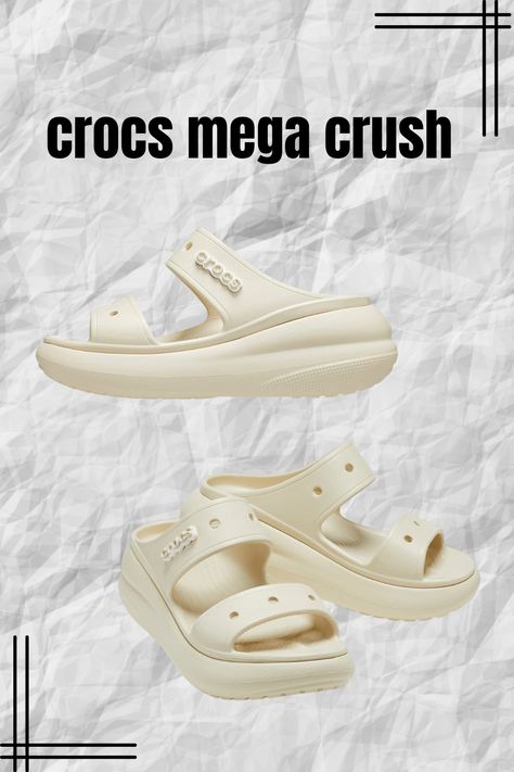 Crocs Unisex Adult Classic Crush Platform Sandals Crocs Crush Sandals, Crocs Crush, Crocs Mega Crush, Sandals Outfit, Platform Sandals, For Free, Sandals