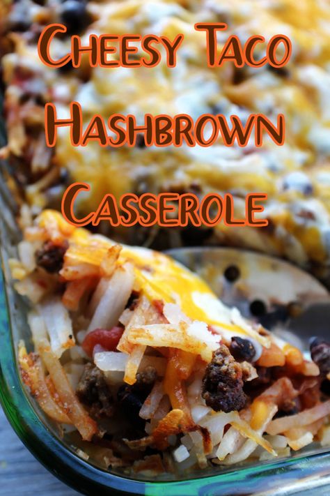 Easy and cheesy, this taco casserole with a base of hashbrowns is hearty and full of flavor. Simple recipe and great supper dish. Potatoe Taco Casserole, Hamburger Hashbrown Casserole Recipes Easy, Cheesy Taco Hashbrown Casserole, Shredded Hashbrown Taco Casserole, What To Make With Hashbrowns, Dinner Recipes With Hashbrowns, Crockpot Taco Hashbrown Casserole, Hash Brown Taco Casserole, Mexican Hashbrown Casserole