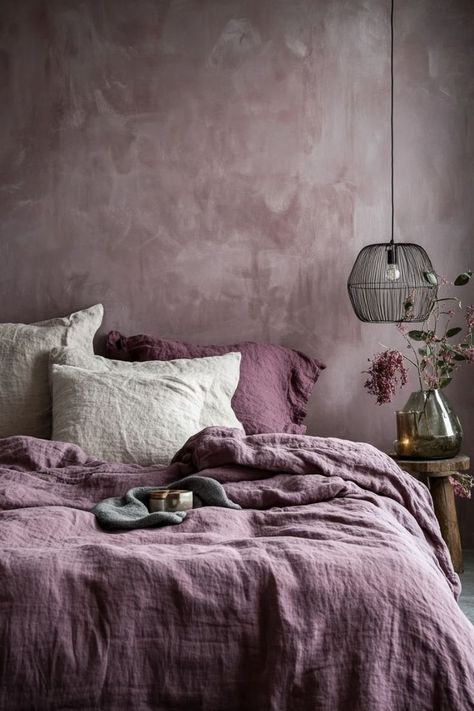 Transform your space with a Moody Purple Bedroom, combining luxury and relaxation effortlessly. Discover how to design a cozy and stylish sanctuary. Moody Mauve Bedroom, Moody Purple Bedroom, Mauve Bedroom Ideas, Romantic Purple Bedroom, Bedroom Mauve, Plum Bedroom, Mauve Bedroom, Purple Bedroom Ideas, Moody Purple