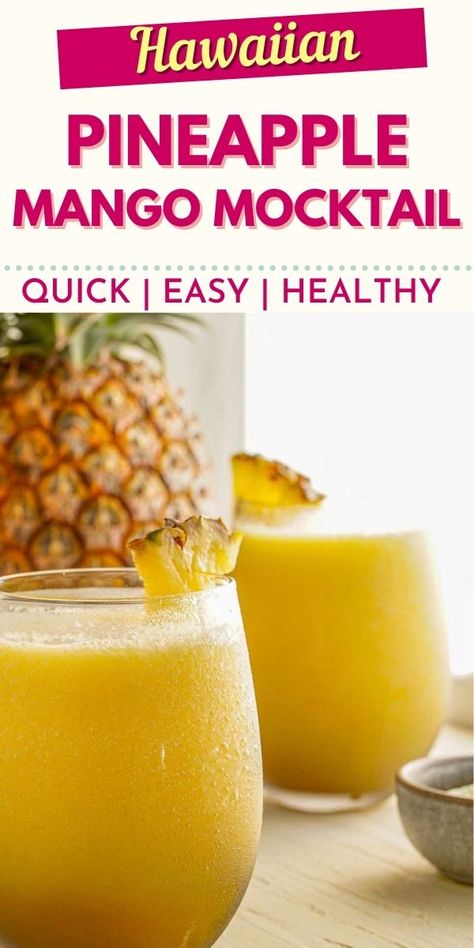 Frozen Pineapple and Mango Mocktail Recipe - Hawaii Travel with Kids Mango Mocktails Non Alcoholic, Mocktails Non Alcoholic Pineapple, Pineapple Mocktail Non Alcoholic, Mango Drinks Nonalcoholic, Mango Mocktail Recipe, Hawaiian Mocktails Non Alcoholic, Frozen Mocktail Recipe, Hawaiian Drinks Non Alcoholic, Tropical Drinks Non Alcoholic