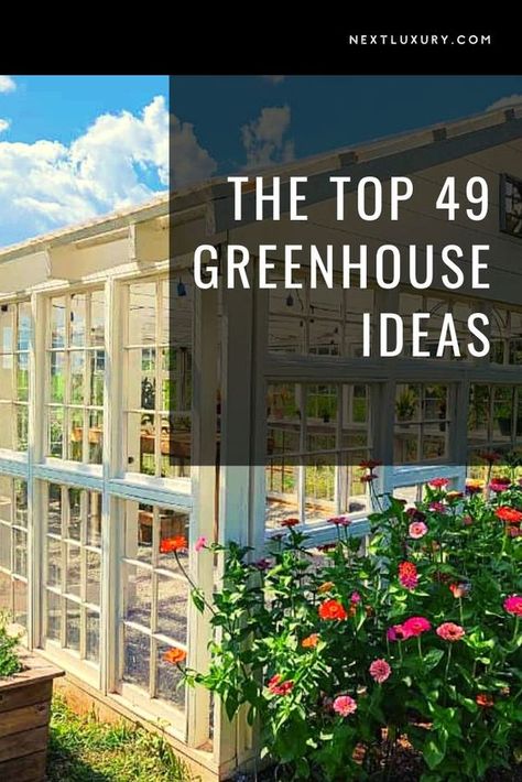 Having a greenhouse can help you develop your green thumb by lengthening your growing season beyond what’s possible when growing outside. To get the most out of your greenhouse gardening, you need to have the right type of structure. This means finding the right design that fits your property, your growing needs, and the climate in which you live. #nextluxury #greenhouse #greenhousegardening #landscapingdesign #greenhousedesignideas Diy Hothouse Green Houses, Green House Lighting, Green House Attached To House Courtyard, Green House Design Ideas, Yardistry Greenhouse Ideas, Landscaping Around Greenhouse, Green House Shelving Ideas, Green House Ideas Diy Cheap, Greenhouse Gardening Layout